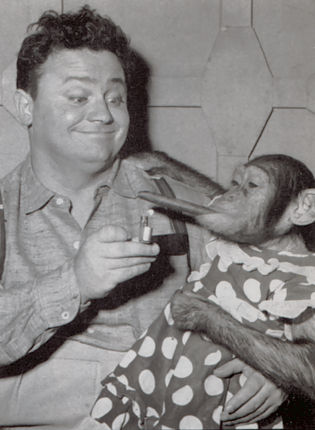 Harry Secombe and chimp